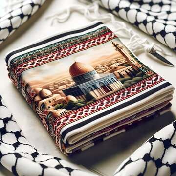 Palestinian keffiyeh, fabric, high quality, hd, 4k, plain background, white background, freedom