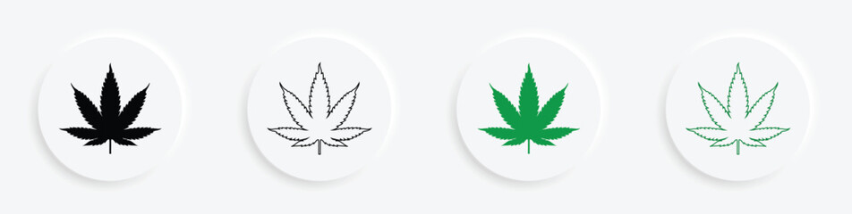 Cannabis vector icon set. Marijuana leaf icons. Medical weed legalize drug concept sign. Vector illustration