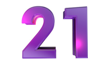 Purple 3d number 21