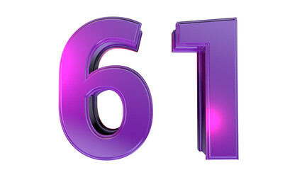 Purple 3d number 61