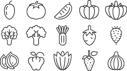 Fototapeta premium vegetables thin line icon set vector collections. 