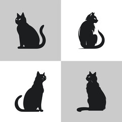 Cats logo icon set premium silhouettes design