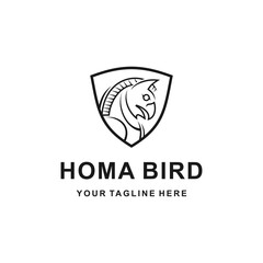 Homa bird logo with shield - vector illustration, homa bird emblem design with shield. Suitable for your design need, logo, illustration, animation, etc.