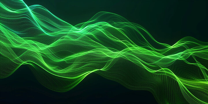 Abstract background, wave of neon green light, minimalism AI generated 