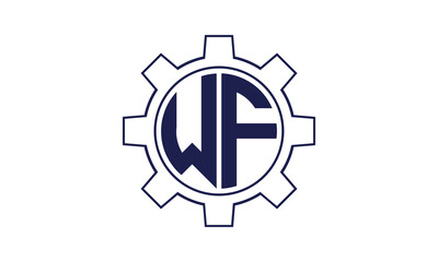Obraz premium WF initial letter mechanical circle logo design vector template. industrial, engineering, servicing, word mark, letter mark, monogram, construction, business, company, corporate, commercial, geometric