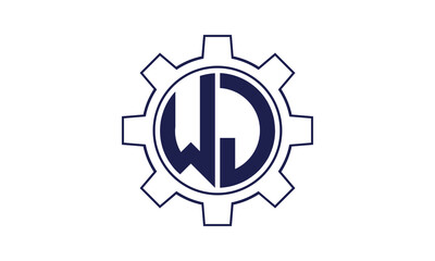 Fototapeta na wymiar WJ initial letter mechanical circle logo design vector template. industrial, engineering, servicing, word mark, letter mark, monogram, construction, business, company, corporate, commercial, geometric