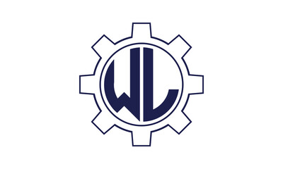 WL initial letter mechanical circle logo design vector template. industrial, engineering, servicing, word mark, letter mark, monogram, construction, business, company, corporate, commercial, geometric