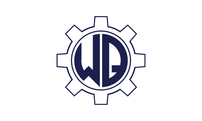 WQ initial letter mechanical circle logo design vector template. industrial, engineering, servicing, word mark, letter mark, monogram, construction, business, company, corporate, commercial, geometric