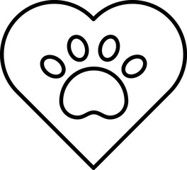 Ikona łapa w sercu. Symbol miłości do zwierząt. 