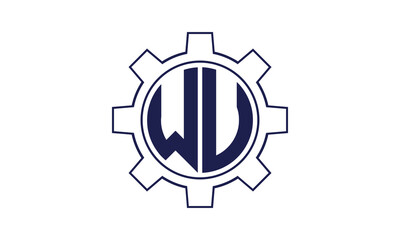 WU initial letter mechanical circle logo design vector template. industrial, engineering, servicing, word mark, letter mark, monogram, construction, business, company, corporate, commercial, geometric