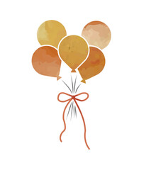 Illustration of cute balloons tied with red ribbon (yellow)