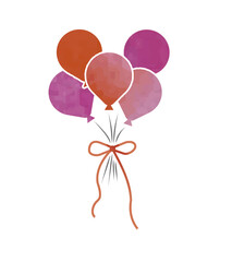 Illustration of cute balloons tied with red ribbon (pink)