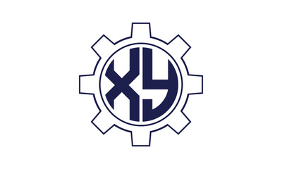 XY initial letter mechanical circle logo design vector template. industrial, engineering, servicing, word mark, letter mark, monogram, construction, business, company, corporate, commercial, geometric