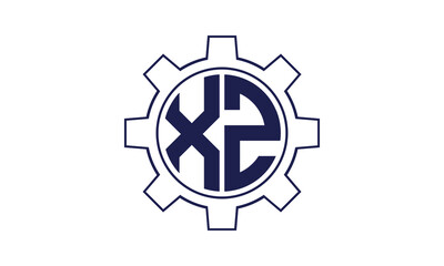 XZ initial letter mechanical circle logo design vector template. industrial, engineering, servicing, word mark, letter mark, monogram, construction, business, company, corporate, commercial, geometric