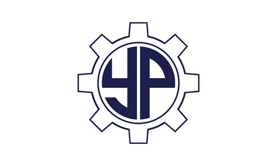 YP initial letter mechanical circle logo design vector template. industrial, engineering, servicing, word mark, letter mark, monogram, construction, business, company, corporate, commercial, geometric