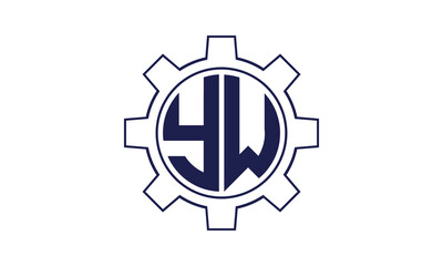 YW initial letter mechanical circle logo design vector template. industrial, engineering, servicing, word mark, letter mark, monogram, construction, business, company, corporate, commercial, geometric
