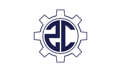 ZC initial letter mechanical circle logo design vector template. industrial, engineering, servicing, word mark, letter mark, monogram, construction, business, company, corporate, commercial, geometric