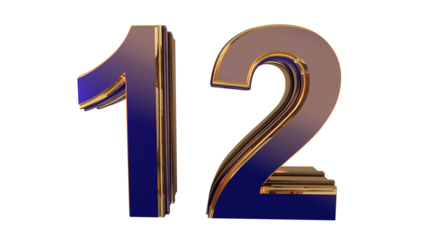 Navy blue 3d number 12