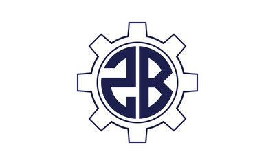ZB initial letter mechanical circle logo design vector template. industrial, engineering, servicing, word mark, letter mark, monogram, construction, business, company, corporate, commercial, geometric