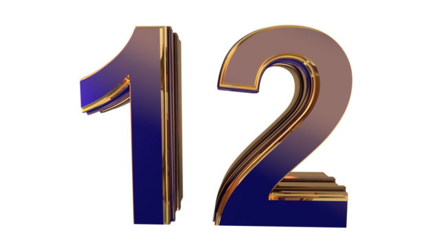 Navy blue 3d number 12