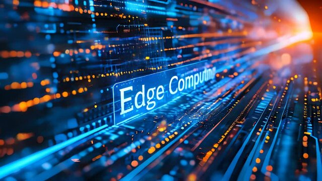 Edge Computing concept highlighted on a motherboard, illustrating advanced data processing technology at the networks periphery for speed
