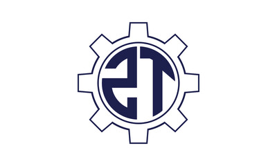ZT initial letter mechanical circle logo design vector template. industrial, engineering, servicing, word mark, letter mark, monogram, construction, business, company, corporate, commercial, geometric