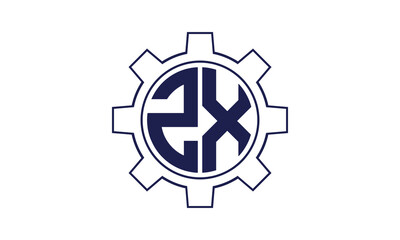ZX initial letter mechanical circle logo design vector template. industrial, engineering, servicing, word mark, letter mark, monogram, construction, business, company, corporate, commercial, geometric