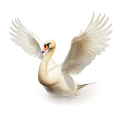 white swan in flight