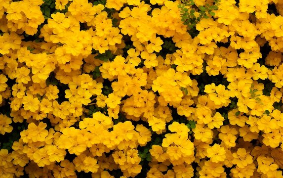 Wall of bright yellow flowers background