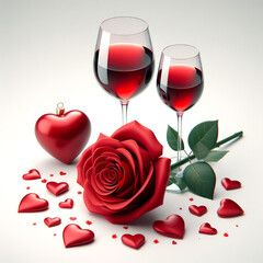 Fototapeta na wymiar Red Wine and Red Roses 