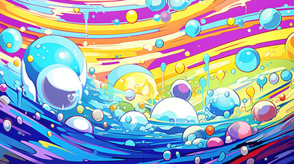 beautiful modern hip hop inspired bubble wallpaper, anime design