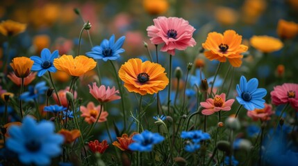 Fototapeta premium field full of colourfull flowers 