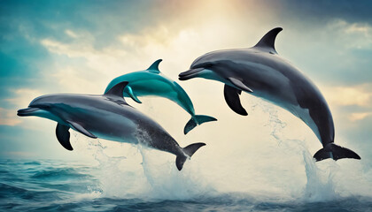 Obraz na płótnie Canvas Playful dolphins Image