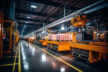 Cutting-edge manufacturing machinery and equipment in a technologically advanced industrial facility - obrazy, fototapety, plakaty