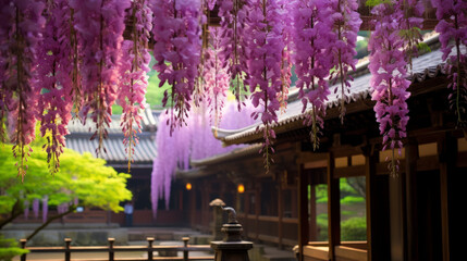 Tree With Purple Flowers Hanging From Its Branches