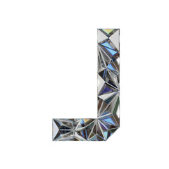 Low Poly 3D Letter J in Diamond glass