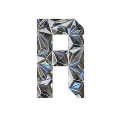 Low Poly 3D Letter R in Diamond glass