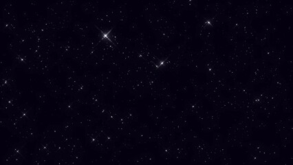 Cosmic starry sky with twinkling stars. Starry night, glowing shinning stars, twinkle stars at sky, dark background animation 4k footage