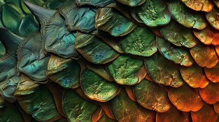 Fototapeta premium Macro Texture of Dragon Skin with Vivid Colors