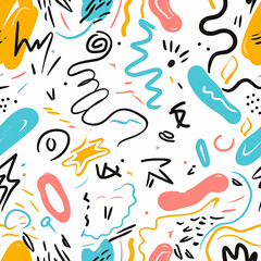 doodle abstract handdrawn seamless pattern background design for T-shirt, mattress,  poster wallpaper