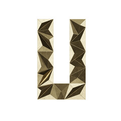 Low Poly 3D Letter U in Gold Metal