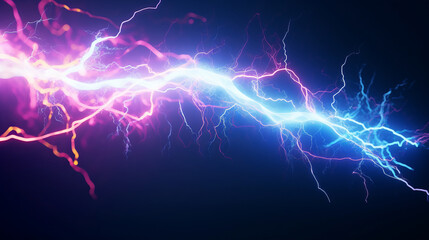 Electric energy discharge with vivid colors on a dark background