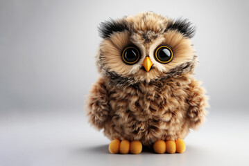 Obraz premium Adorable toy owl with big eyes on a seamless background
