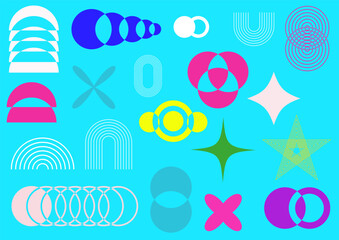 retro geometric  hand drawn vector shapes set 