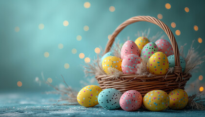 easter eggs in a basket