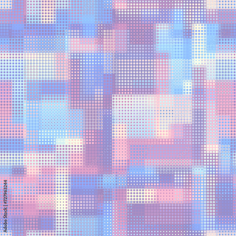 Poster Seamless geometric vector pattern. Dots overlay style. Abstract background pixel art texture