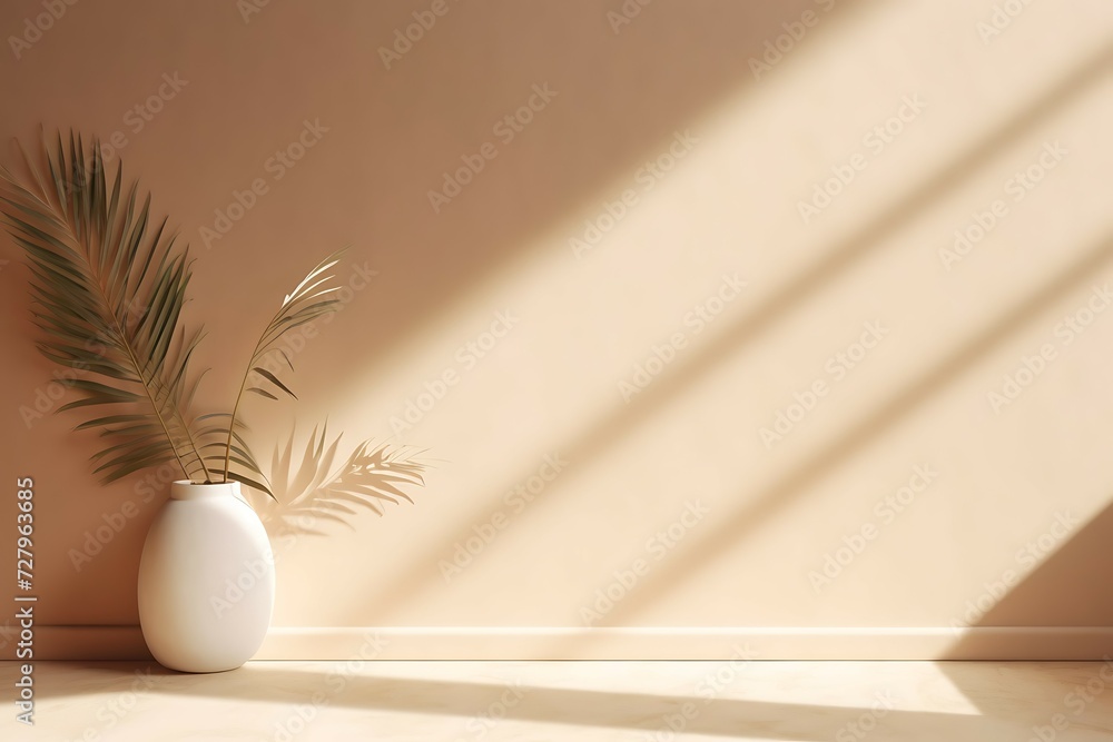 Poster minimalist background for product presentation with shadow from the window