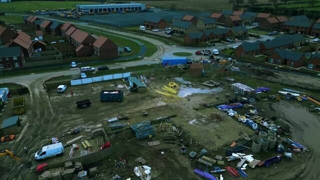 Aerial footage of the building site in Thirsk