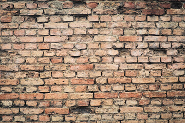 Mauer - Hintergrund - Backstein - Steine - Ziegel - Wall - Background - Brick - Stones - Decay - Wallpaper - Grunge - Damaged - Broken - Concrete - Facade - High quality photo 