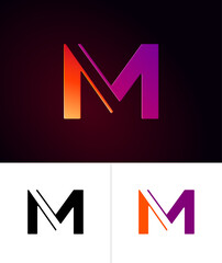 Technical future font, digital cyber alphabet, trendy original 3d letter M for interface design, logo design, set vector illustrations 10EPS